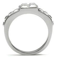 TK487 - High polished (no plating) Stainless Steel Ring with Top Grade Crystal  in Clear