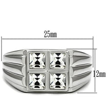 TK488 - High polished (no plating) Stainless Steel Ring with Top Grade Crystal  in Clear