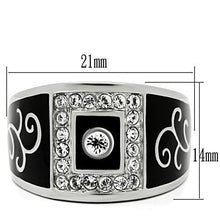 TK492 - High polished (no plating) Stainless Steel Ring with Top Grade Crystal  in Clear