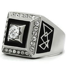 TK493 - High polished (no plating) Stainless Steel Ring with AAA Grade CZ  in Clear