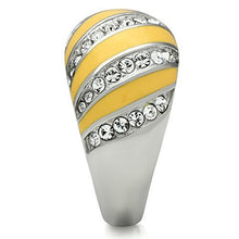 TK506 - High polished (no plating) Stainless Steel Ring with Top Grade Crystal  in Clear