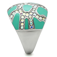 TK507 - High polished (no plating) Stainless Steel Ring with Top Grade Crystal  in Aurora Borealis (Rainbow Effect)