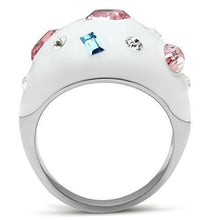 TK512 - High polished (no plating) Stainless Steel Ring with Top Grade Crystal  in Multi Color