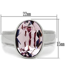 TK522 - High polished (no plating) Stainless Steel Ring with Top Grade Crystal  in Light Amethyst