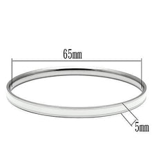 TK540 - High polished (no plating) Stainless Steel Bangle with Epoxy  in White