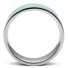 TK542 - High polished (no plating) Stainless Steel Ring with Epoxy  in Aquamarine