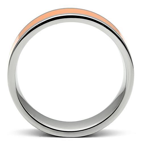 TK544 - High polished (no plating) Stainless Steel Ring with Epoxy  in Orange