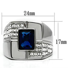 TK587 - High polished (no plating) Stainless Steel Ring with Synthetic Synthetic Glass in Montana