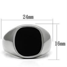 TK595 - High polished (no plating) Stainless Steel Ring with Epoxy  in Jet