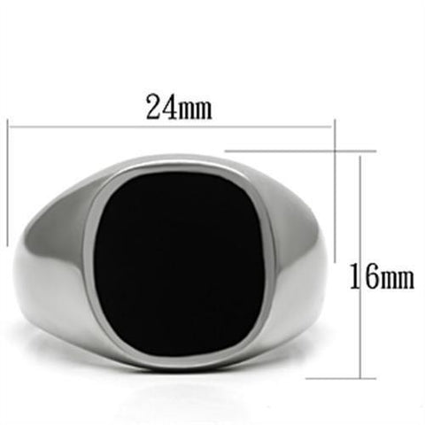 TK595 - High polished (no plating) Stainless Steel Ring with Epoxy  in Jet