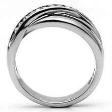 TK626 - High polished (no plating) Stainless Steel Ring with Top Grade Crystal  in Clear