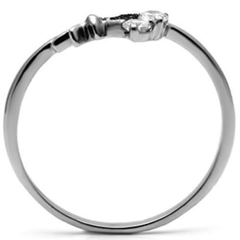 TK627 - High polished (no plating) Stainless Steel Ring with AAA Grade CZ  in Clear