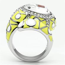 TK643 - High polished (no plating) Stainless Steel Ring with Top Grade Crystal  in Clear