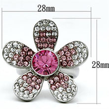 TK654 - High polished (no plating) Stainless Steel Ring with Top Grade Crystal  in Rose