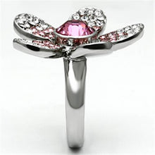 TK654 - High polished (no plating) Stainless Steel Ring with Top Grade Crystal  in Rose