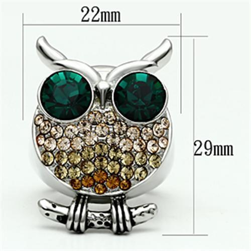 TK656 - High polished (no plating) Stainless Steel Ring with Top Grade Crystal  in Emerald