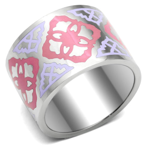 TK676 - High polished (no plating) Stainless Steel Ring with Epoxy  in Multi Color