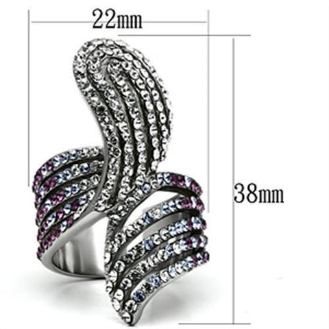 TK691 - High polished (no plating) Stainless Steel Ring with Top Grade Crystal  in Multi Color