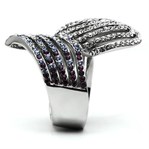 TK691 - High polished (no plating) Stainless Steel Ring with Top Grade Crystal  in Multi Color