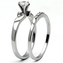 TK694 - High polished (no plating) Stainless Steel Ring with AAA Grade CZ  in Clear