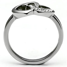 TK695 - High polished (no plating) Stainless Steel Ring with Top Grade Crystal  in Clear