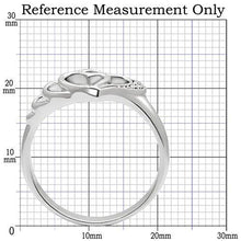 TK6X179 - High polished (no plating) Stainless Steel Ring with AAA Grade CZ  in Clear