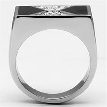 TK708 - High polished (no plating) Stainless Steel Ring with Top Grade Crystal  in Clear