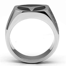 TK709 - High polished (no plating) Stainless Steel Ring with Top Grade Crystal  in Clear