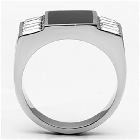 TK712 - High polished (no plating) Stainless Steel Ring with Top Grade Crystal  in Clear