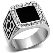 TK713 - High polished (no plating) Stainless Steel Ring with Top Grade Crystal  in Clear