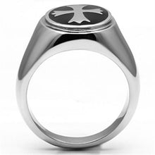 TK714 - High polished (no plating) Stainless Steel Ring with Epoxy  in Jet