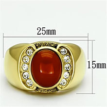 TK729 - IP Gold(Ion Plating) Stainless Steel Ring with Semi-Precious Agate in Siam
