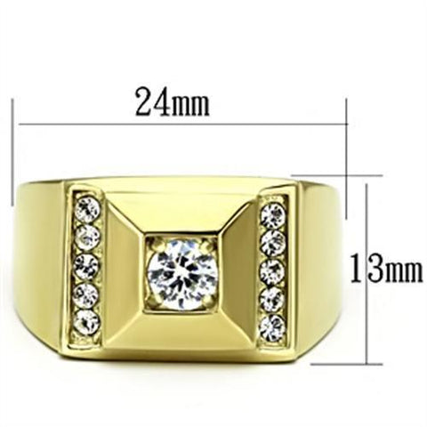 TK732 - IP Gold(Ion Plating) Stainless Steel Ring with AAA Grade CZ  in Clear