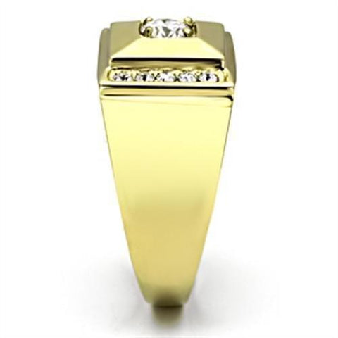 TK732 - IP Gold(Ion Plating) Stainless Steel Ring with AAA Grade CZ  in Clear