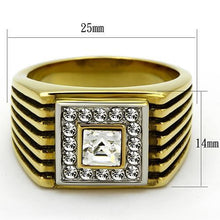 TK750 - Two-Tone IP Gold (Ion Plating) Stainless Steel Ring with Top Grade Crystal  in Clear