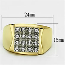 TK751 - Two-Tone IP Gold (Ion Plating) Stainless Steel Ring with Top Grade Crystal  in Clear