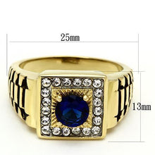 TK754 - Two-Tone IP Gold (Ion Plating) Stainless Steel Ring with Synthetic Synthetic Glass in Montana