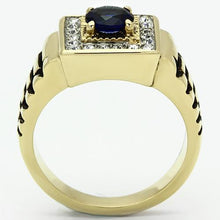 TK754 - Two-Tone IP Gold (Ion Plating) Stainless Steel Ring with Synthetic Synthetic Glass in Montana