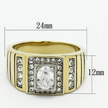 TK755 - Two-Tone IP Gold (Ion Plating) Stainless Steel Ring with AAA Grade CZ  in Clear