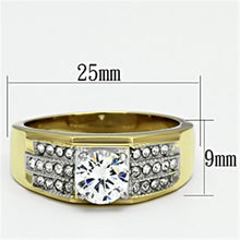 TK759 - Two-Tone IP Gold (Ion Plating) Stainless Steel Ring with AAA Grade CZ  in Clear