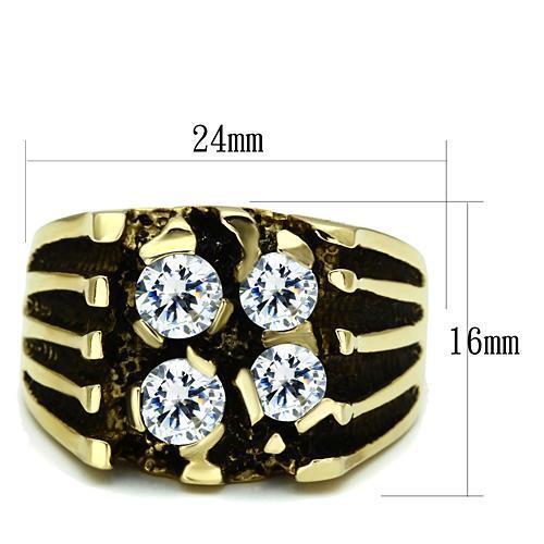 TK772 - IP Gold(Ion Plating) Stainless Steel Ring with AAA Grade CZ  in Clear