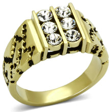 TK774 - IP Gold(Ion Plating) Stainless Steel Ring with Top Grade Crystal  in Clear