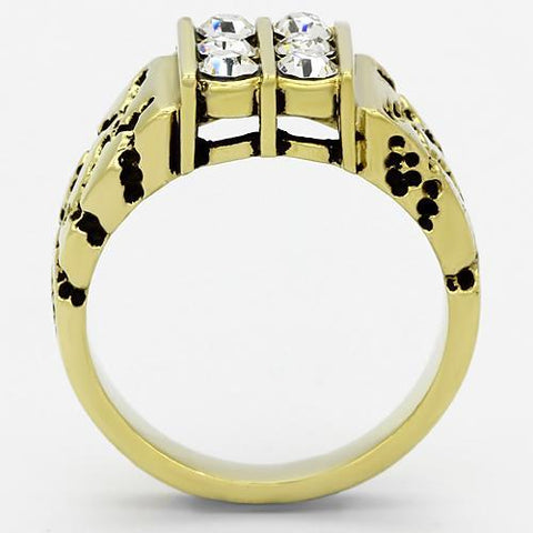 TK774 - IP Gold(Ion Plating) Stainless Steel Ring with Top Grade Crystal  in Clear