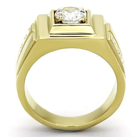 TK791 - IP Gold(Ion Plating) Stainless Steel Ring with AAA Grade CZ  in Clear