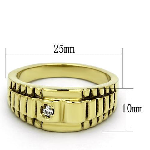 TK794 - IP Gold(Ion Plating) Stainless Steel Ring with AAA Grade CZ  in Clear