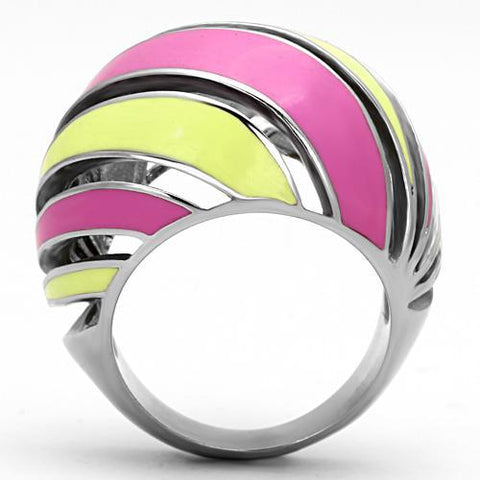 TK803 - High polished (no plating) Stainless Steel Ring with Epoxy  in Multi Color