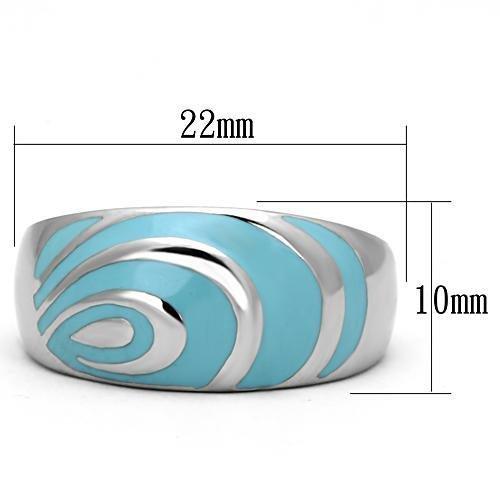 TK804 - High polished (no plating) Stainless Steel Ring with Epoxy  in Sea Blue