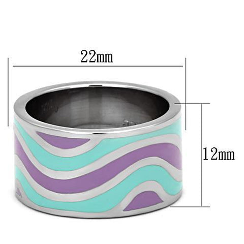 TK840 - High polished (no plating) Stainless Steel Ring with Epoxy  in Multi Color