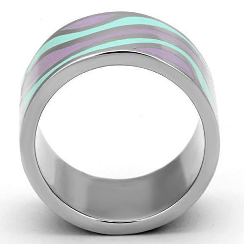 TK840 - High polished (no plating) Stainless Steel Ring with Epoxy  in Multi Color