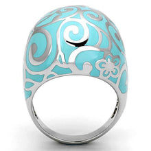 TK845 - High polished (no plating) Stainless Steel Ring with Epoxy  in Aquamarine